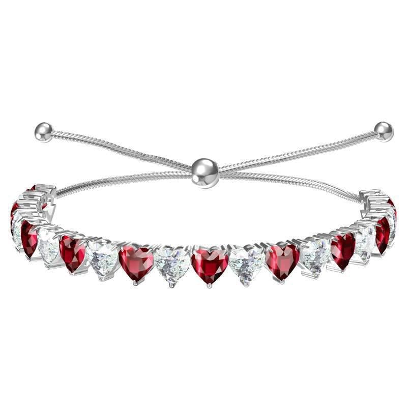Браслет жіночий із червоними цирконами-сердечками та регулятором розміру (93222235)
