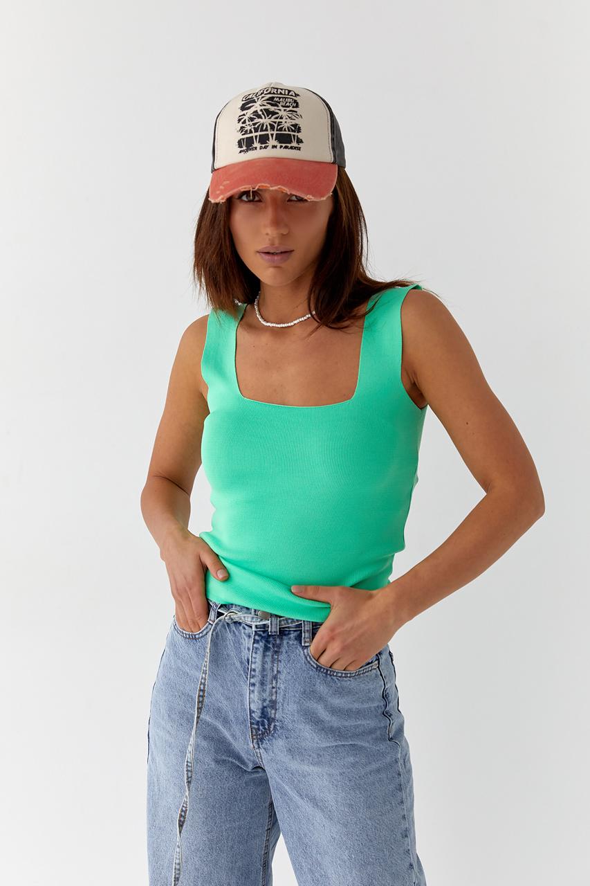Топ женский QU STYLE однотонный с квадратным вырезом S Мятный