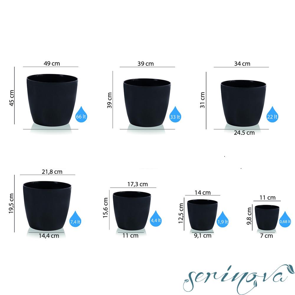 Горшок для цветов Serinova Ruby 22 л 2 шт. Черный - фото 2 Горшок для цветов Serinova Ruby 22 л 2 шт. Черный - фото 2
