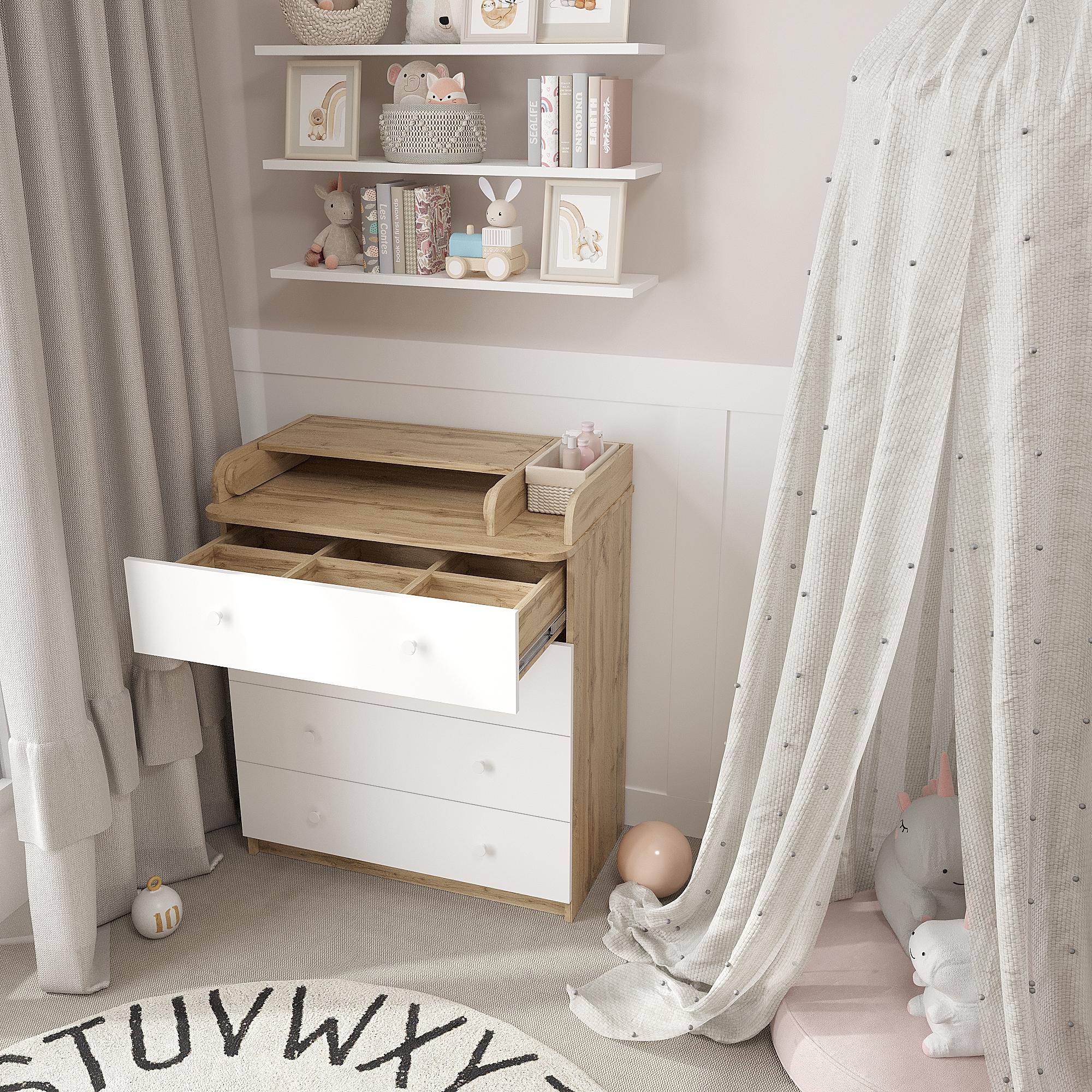 Комод пеленальный с ящиками КМ-2-П дет 955х800х420 мм Дуб Тахо/Белый