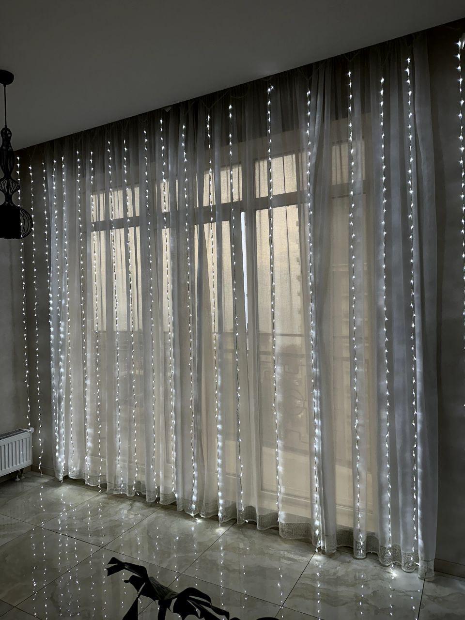 Гірлянда штора Водоспад 480 LED 3x3 м Білий холодний (09090) Гірлянда штора Водоспад 480 LED 3x3 м Білий холодний (09090)