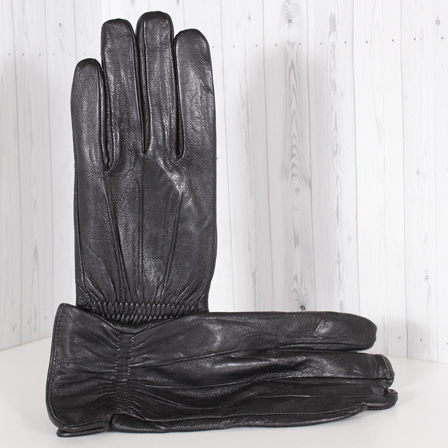 Рукавички чоловічі шкіряні LM0549-1 демісезонні з гумкою XL/11"/23 см Чорний (2826802340)