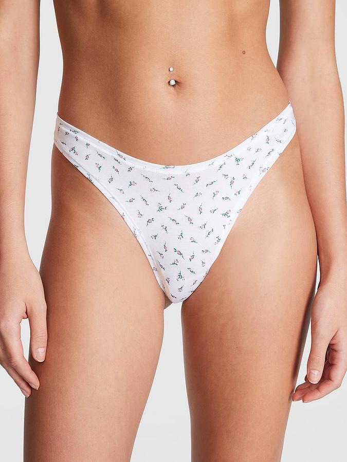 Трусики стринги женские хлопковые Victoria's Secret S принт Цветы Белый (2521424760)