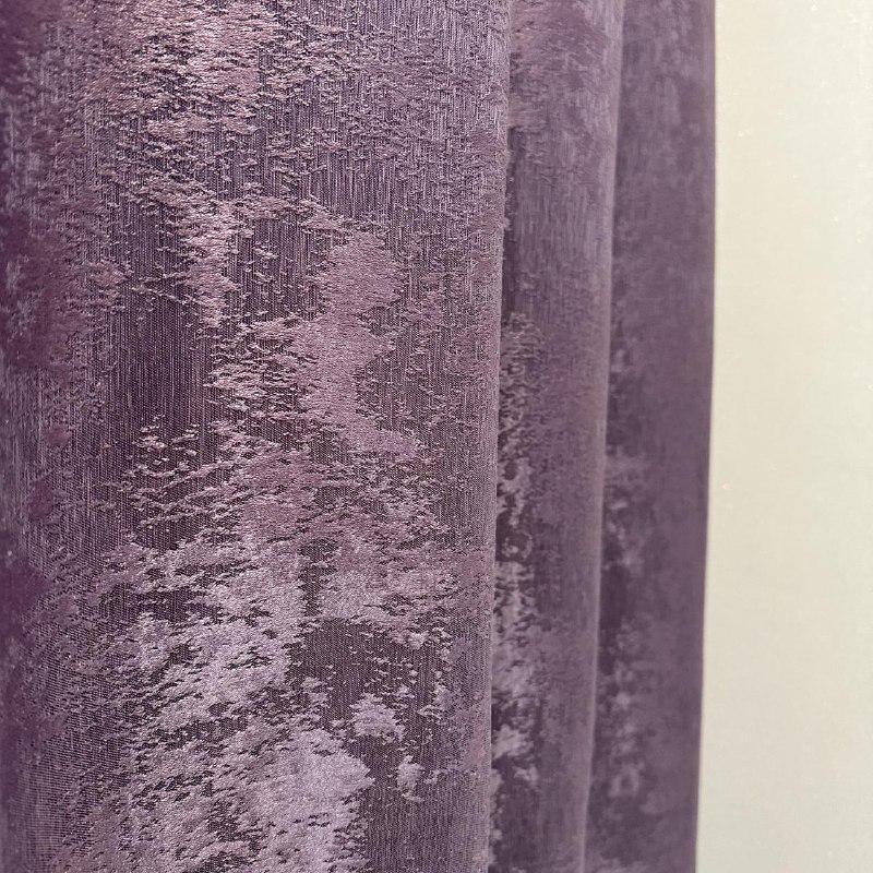 Шторы жаккардовые с мраморным узором среднее затемнение 1,5x2,7 м 2 шт. Фиолетовый (К1039-24) - фото 8