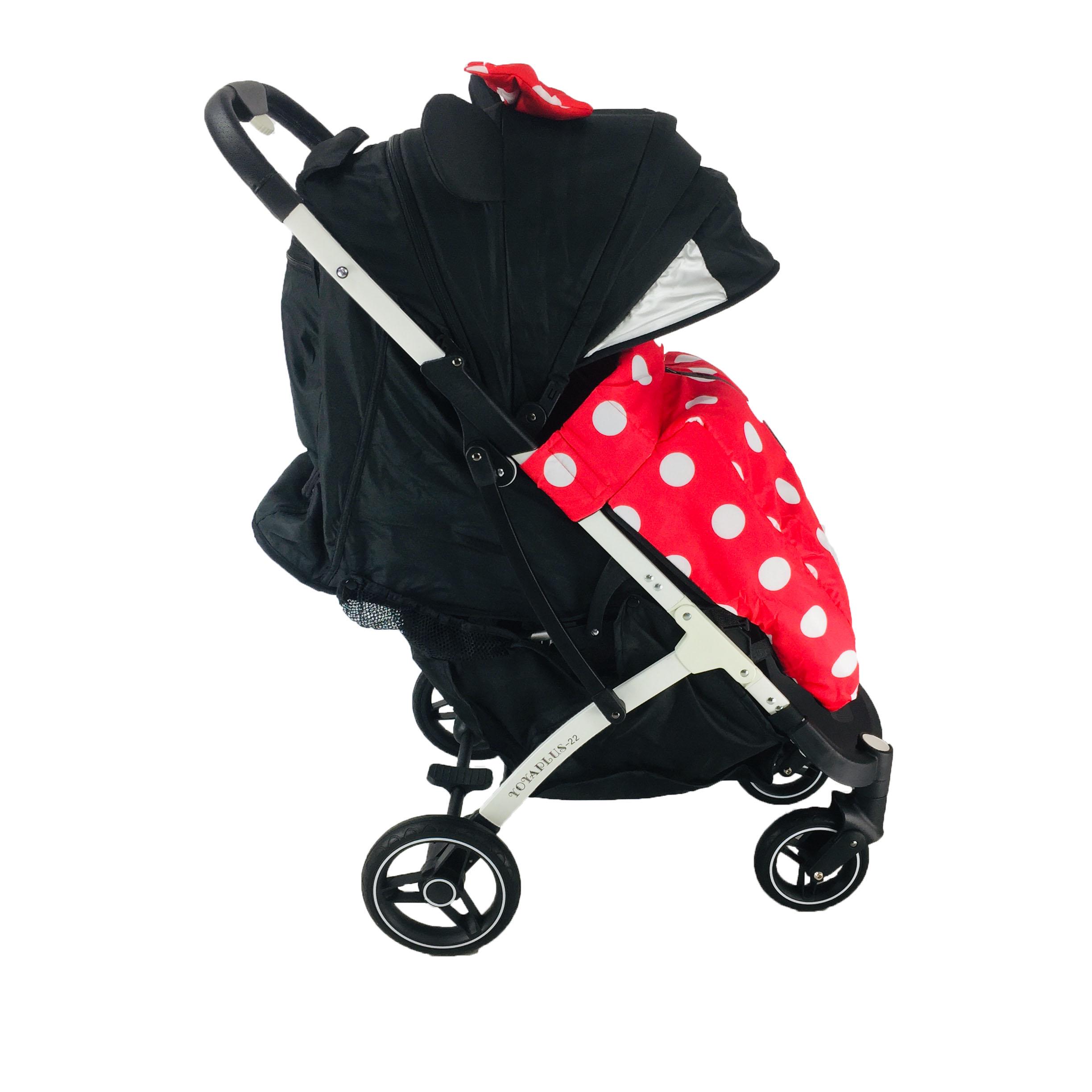 Коляска Yoya Plus Pro-22 Мінні з дощовиком на білій рамі Чорно-червоний (01125010208) - фото 3