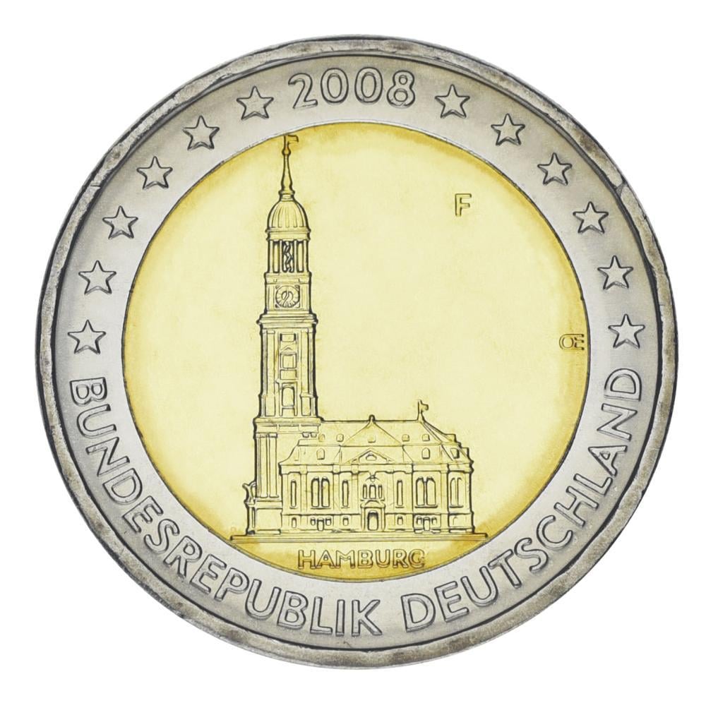 Коллекционная монета Германия 2 евро 2008 Гамбург UNC (KM#261)