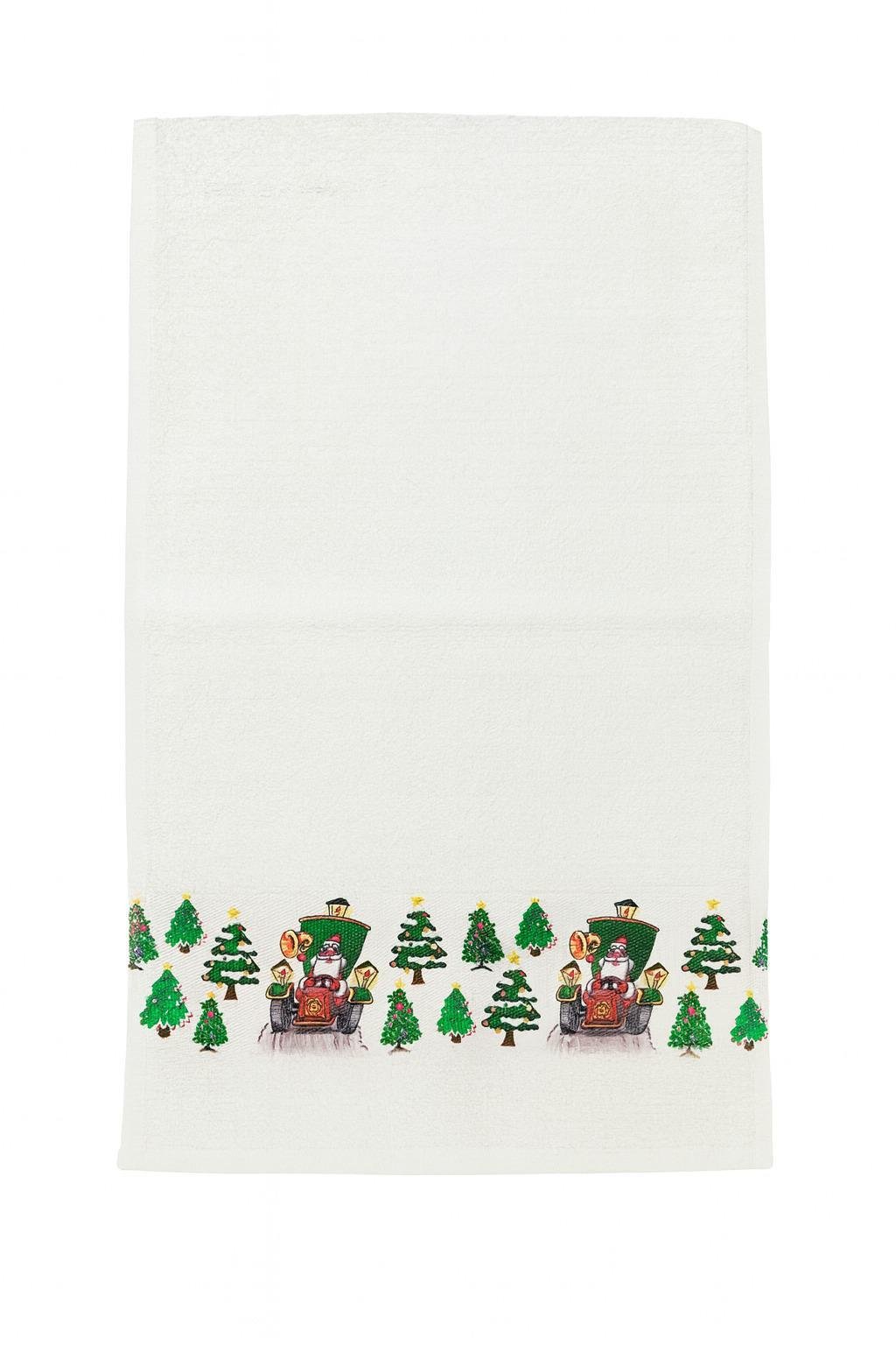 Полотенце махровое Новый год 30х50 см Белый (4718)