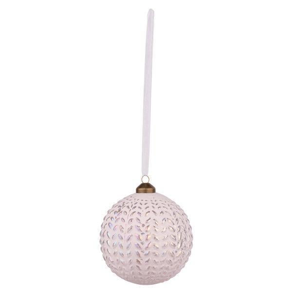 Шар новогодний Novogod’Ko стекло 10 см матовый орнамент Белый (973851)