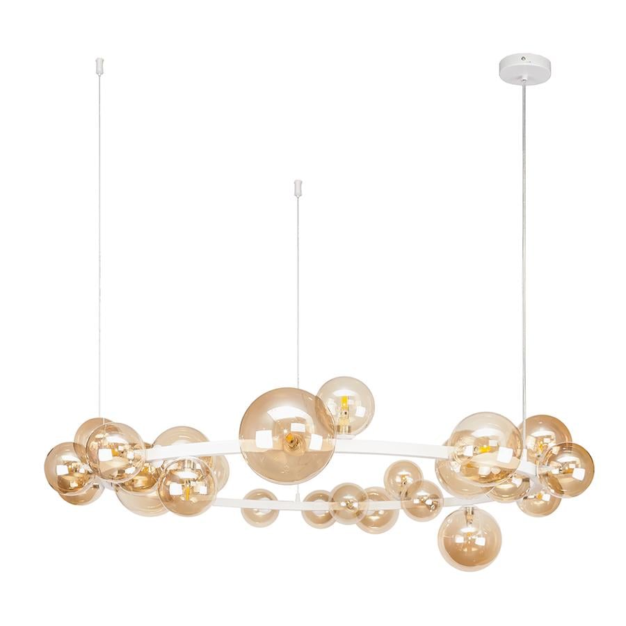 Люстра молекула підвісна кільце Levistella918LP267-24 WH/BR плафони коричневі Білий