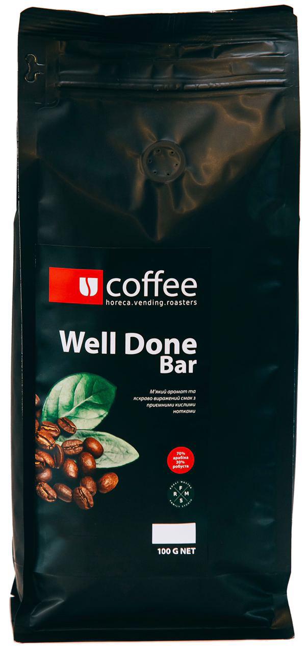 Кофе зерновой Ucoffee Well Done Bar 70% Арабика 30% Робуста 100 г (К545/11)