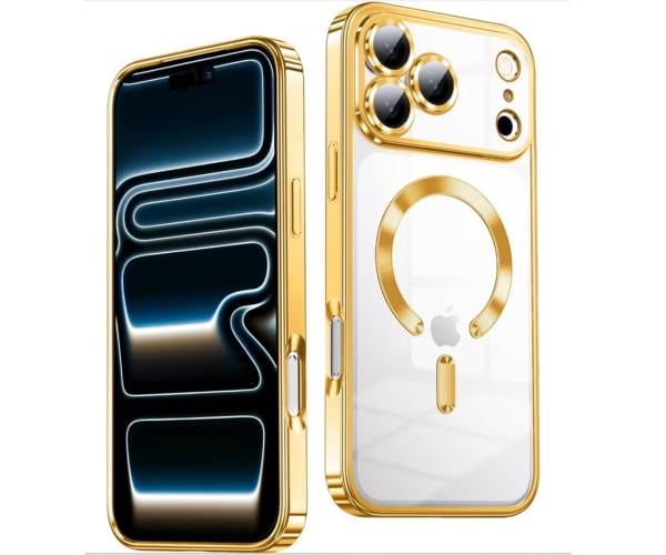 Чехол силиконовый Fashion Shining для iPhone 17 Pro с поддержкой беспроводной зарядки Золотой