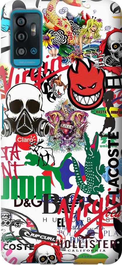 Чехол на ZTE Blade A71 Many different logos (4022u-2523-42517)