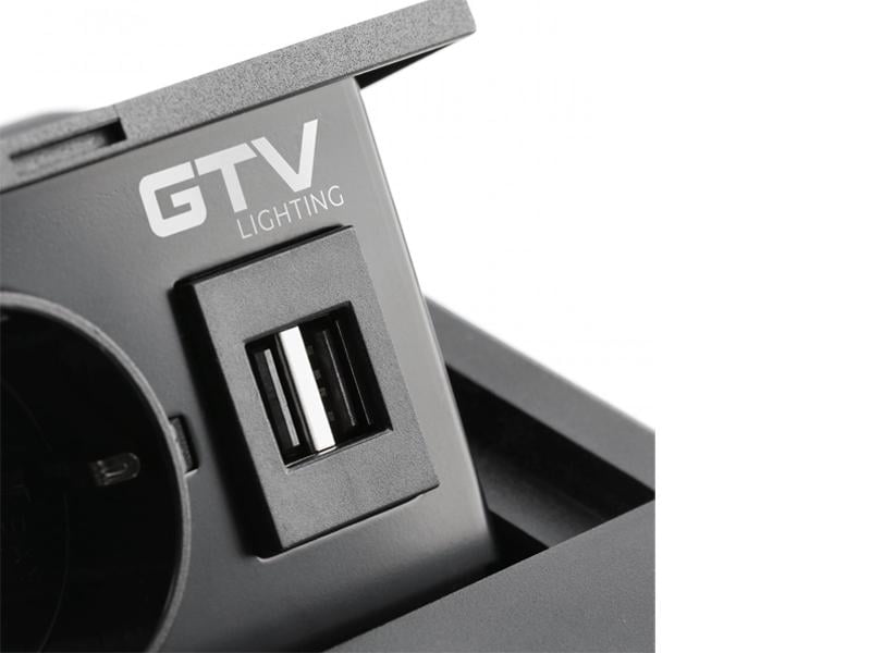 Розетка врезная GTV AVARO Schuko 2xUSB кабель 1,5 м Черный (5075) - фото 2