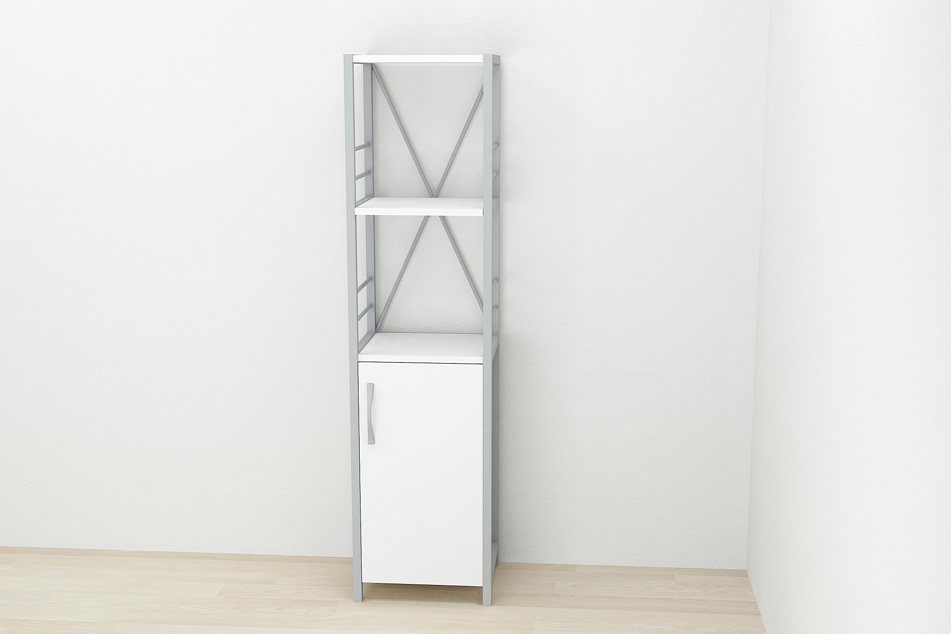Этажерка Ferrum-decor Коннект 3/34 с тумбой ДСП 144x34x28 см Серый/Белый (FRD-104435)