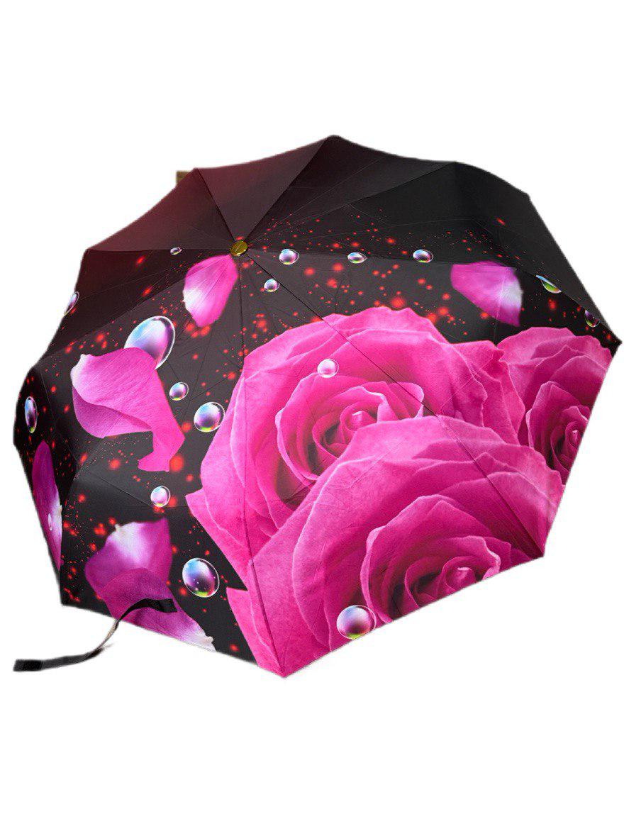 Парасолька жіноча автоматична Rain Flowers з квітковим принтом анти-вітер 9 спиць Бордовий (1080/1) - фото 1