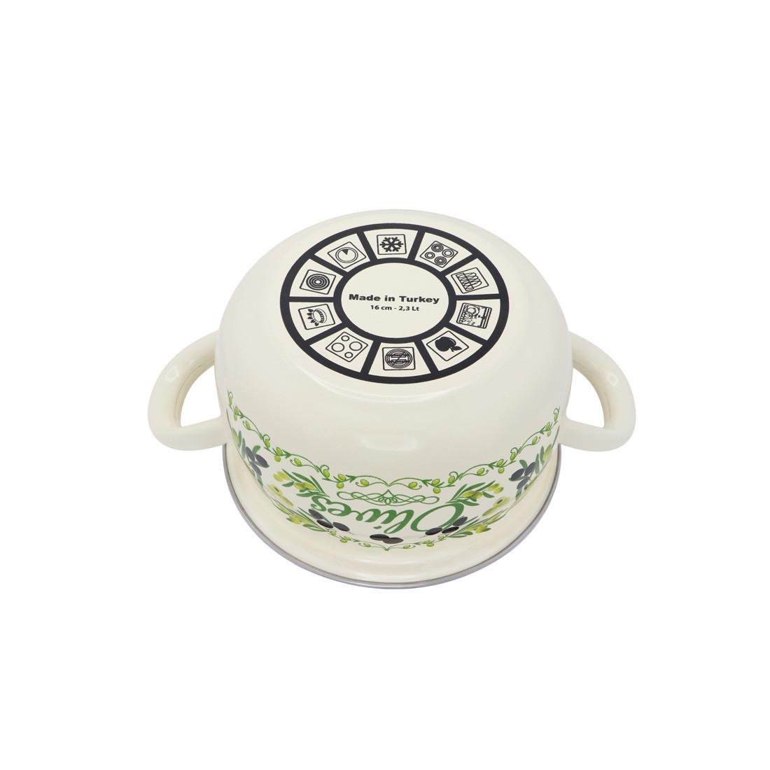 Кастрюли эмалированные Interos Греческая оливка 3 шт. - фото 3