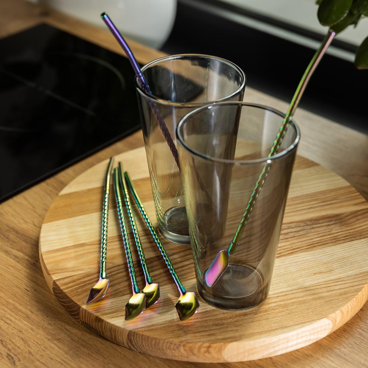 Набор многоразовых ложек-трубочек для напитков с щеткой для мытья из нержавеющей стали 22 см 6 шт. Хамелеон (A-033718) - фото 5 Набор многоразовых ложек-трубочек для напитков с щеткой для мытья из нержавеющей стали 22 см 6 шт. Хамелеон (A-033718) - фото 5