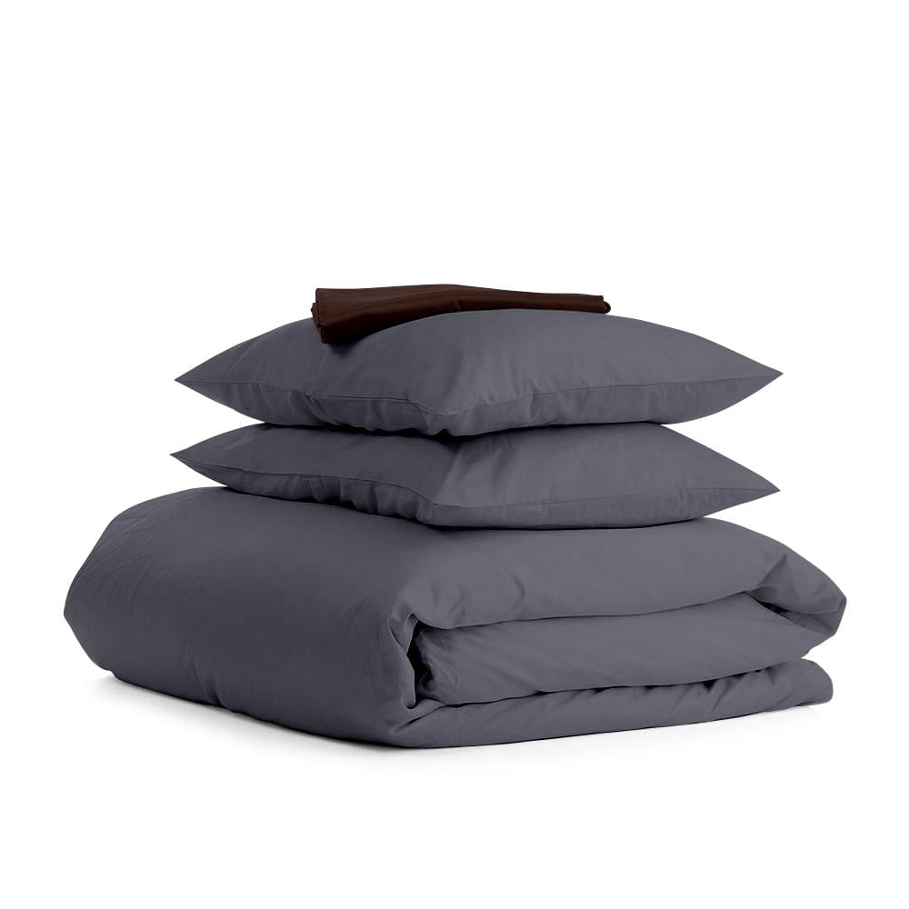 Комплект евро постельного белья Cosas Satin Grey Chocolate-S 200х220 см (4822055011772)