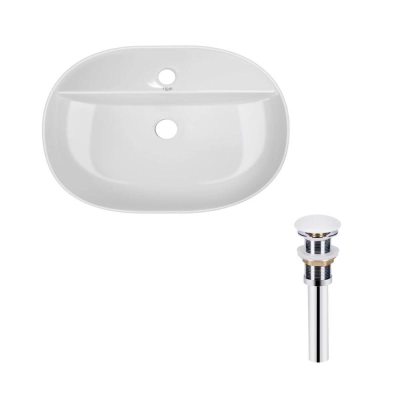 Раковина накладная овальная Qtap Scorpio 600х400х120 мм с донным клапаном PU02 White (SD00053439)