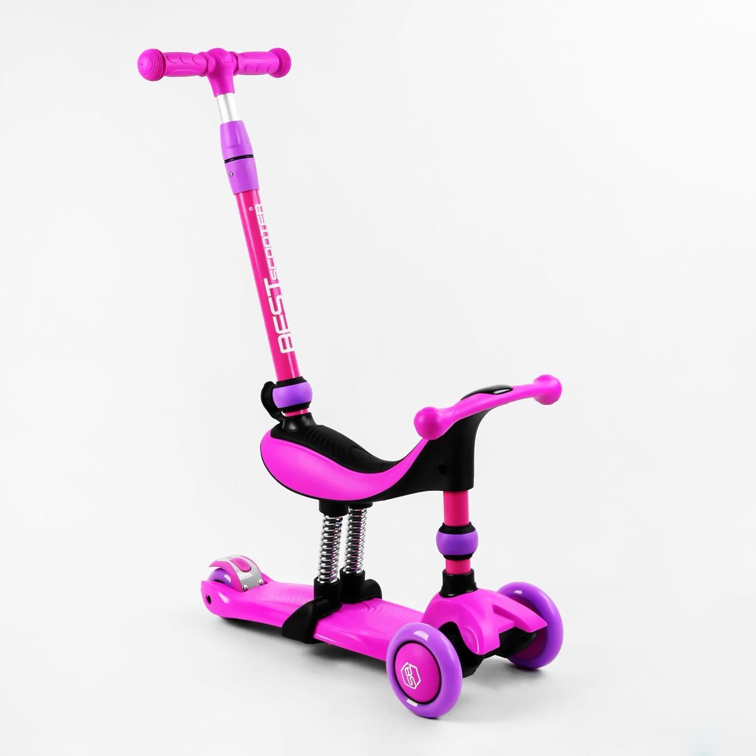 Самокат-беговел трехколесный Best Scooter 3в1 колеса PU со светом с амортизаторами и родительской ручкой Violet (105656) Самокат-беговел трехколесный Best Scooter 3в1 колеса PU со светом с амортизаторами и родительской ручкой Violet (105656)
