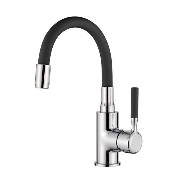 Смеситель для умывальника Ledeme L1399-2 с гибким изливом Черный/Хром