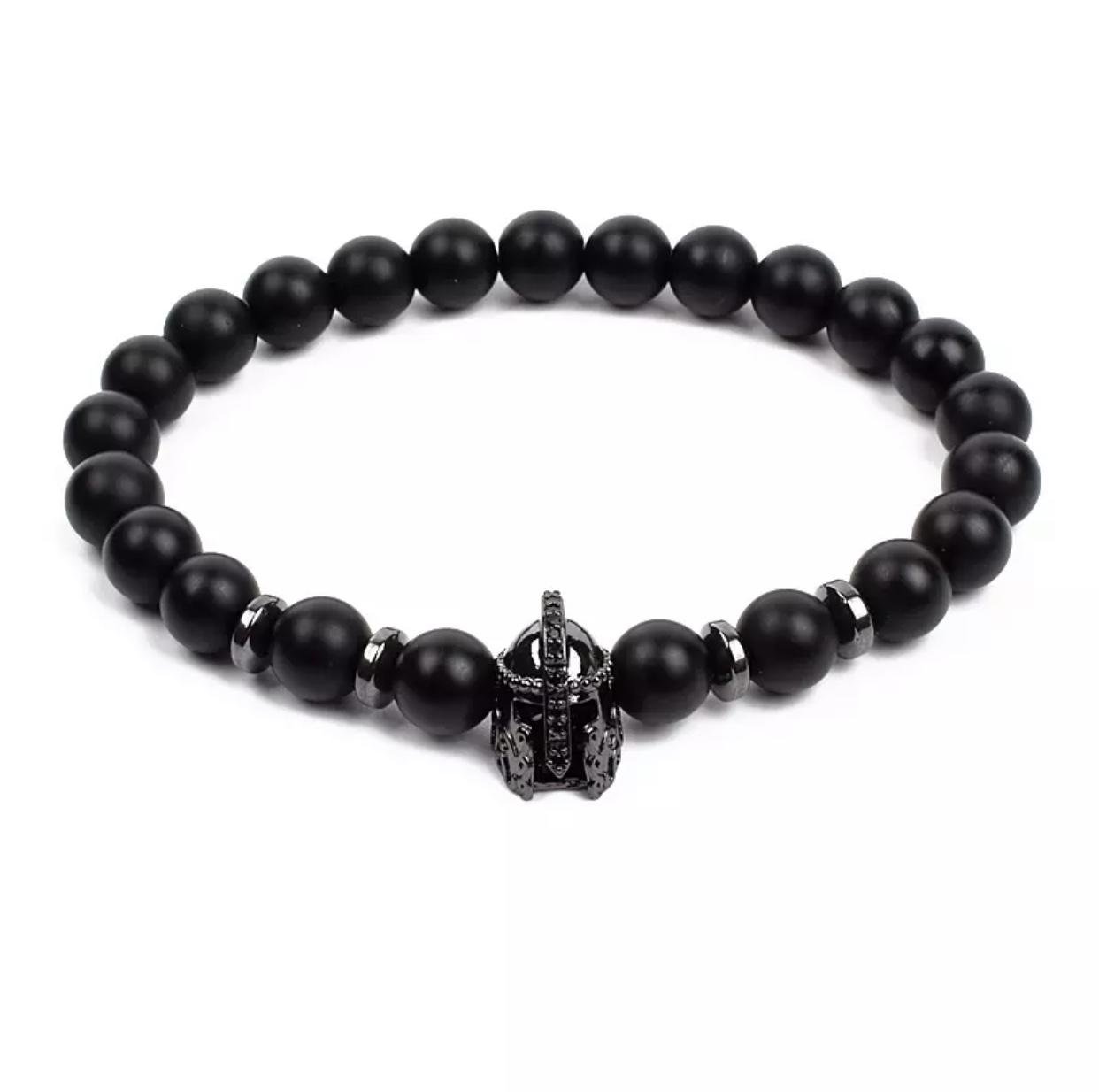 Браслет із шунгіту з шоломом та дисками р. 22 Чорний
 (10033)