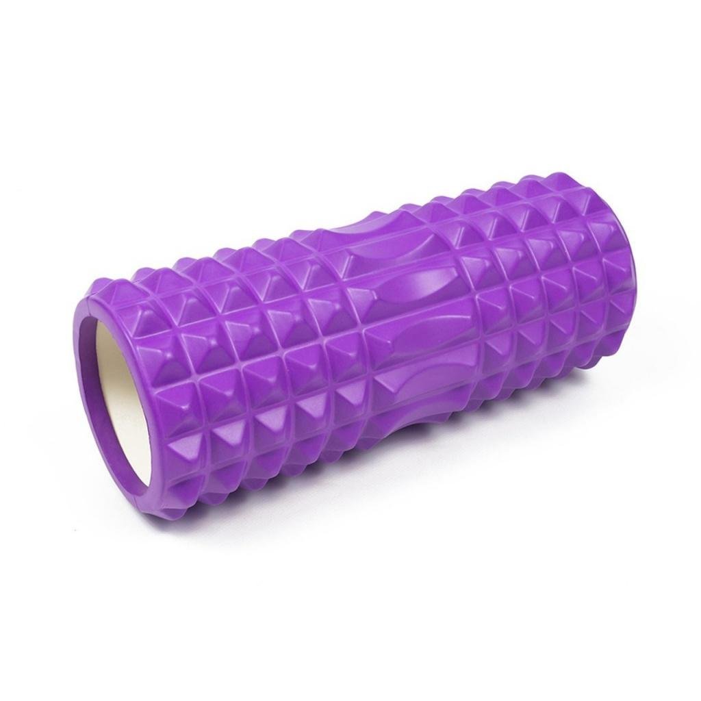 Масажний ролик для спини та тіла Foam Roller Grid шипований МФР 33х13 см Фіолетовий