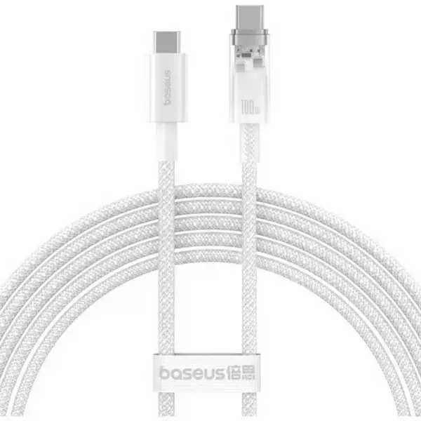 Кабель BASEUS Explorer Smart Temperature Control Cable Type-C to Type-C P10319703221-00 100W 1 м White