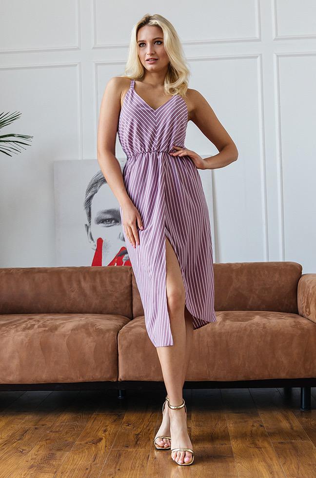 Сарафан Lipar 3384/3 в деловом стиле тонкая полоска р. 48 Фрез (16905893)