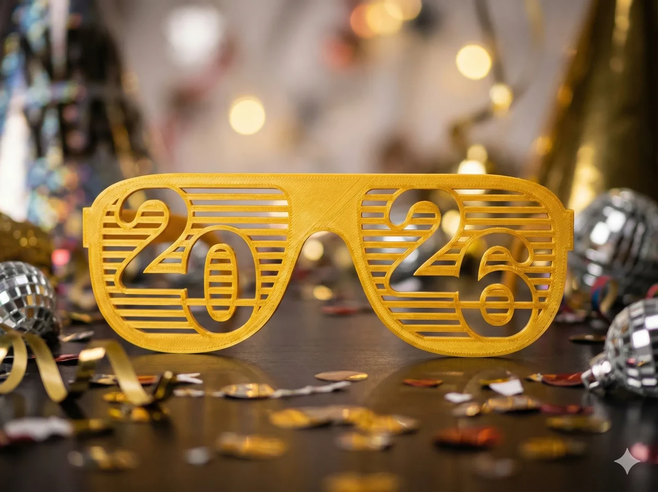 Очки для вечеринки 2026 Happy New Year Party Glasses 20 см 3D-печать