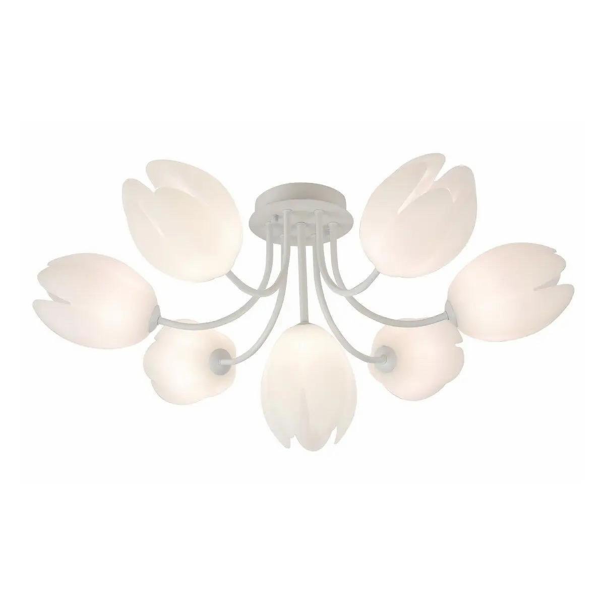 Люстра Sirius на семь плафонов в виде цветов под лампу G9 Белый (G 93961/6+1 WT)
