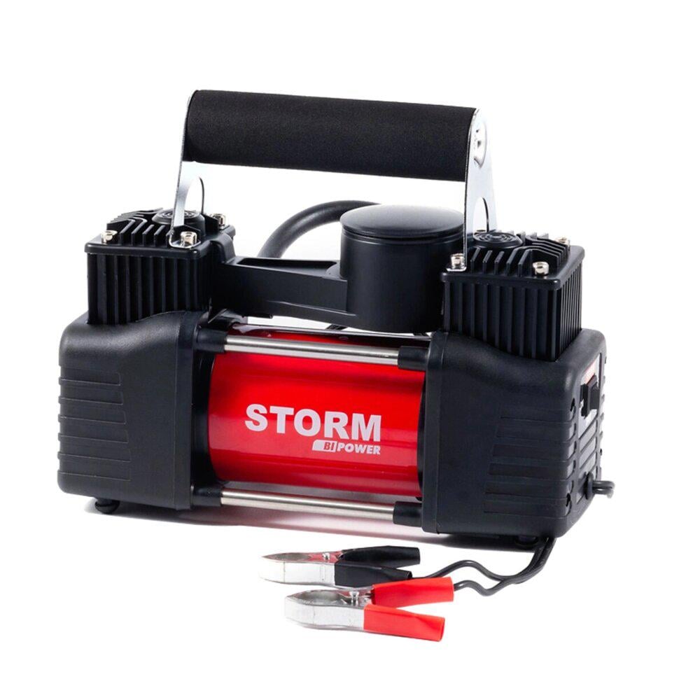 Компресор автомобільний двоциліндровий Storm 12V 360W 85 л/хв із затискачами АКБ