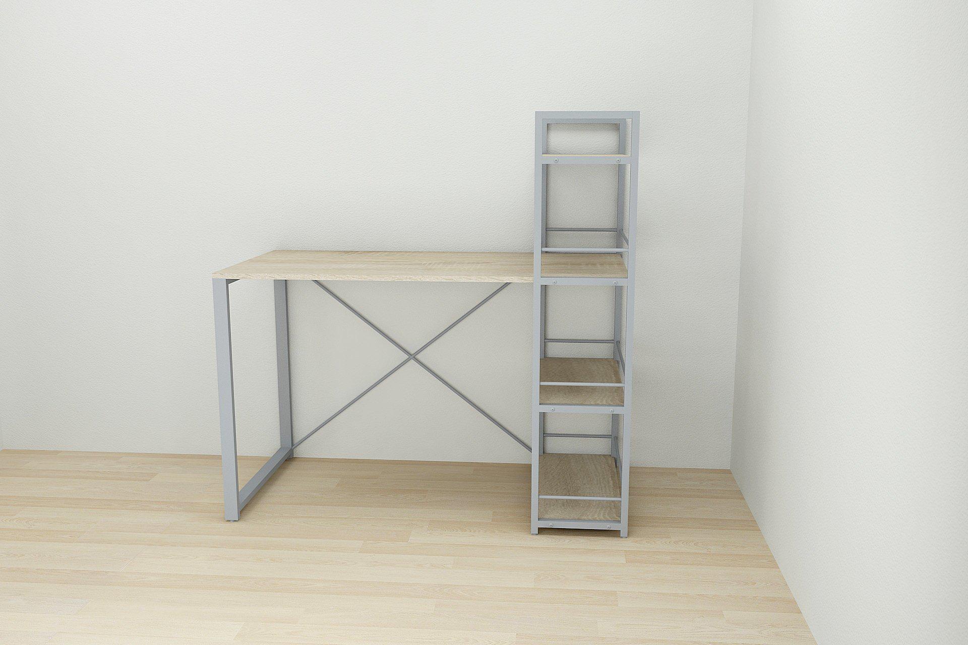 Письменный стол Ferrum-decor Konekt с этажеркой металл/ДСП 16 мм Серый/Дуб Сонома (FRD-104233) - фото 3