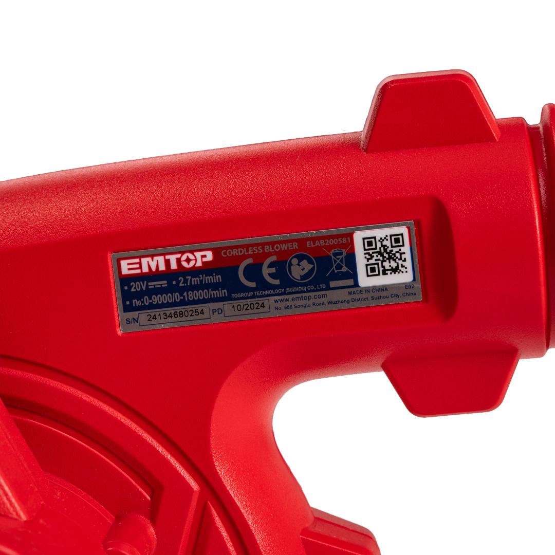 Повітродувка садова акумуляторна EMTOP ELAB200581 - фото 7 Повітродувка садова акумуляторна EMTOP ELAB200581 - фото 7