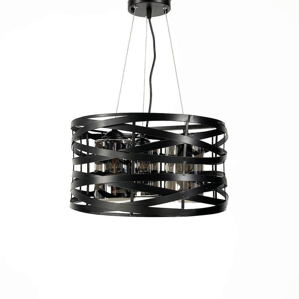 Люстра Лофт в черном корпусе плетеный овал Черный/Графит (3222/3 BK)