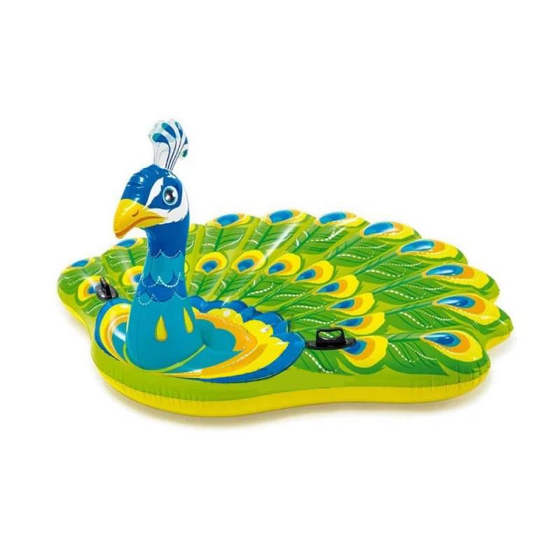 Матрас пляжный Intex Павлин 193х163 см надувной одноместный Зеленый (6228)