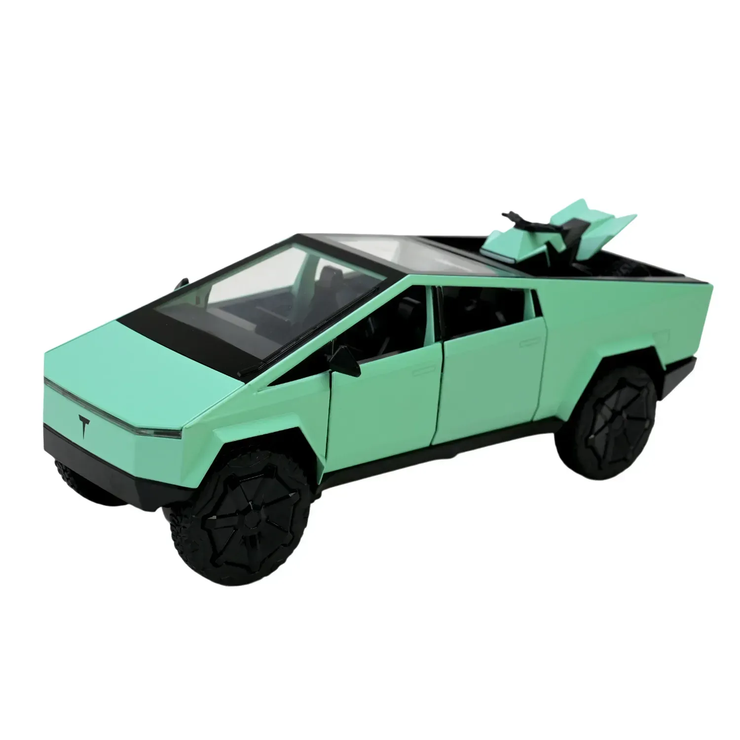 Машинка коллекционная АвтоПром Cybertruck с киберциклом инерционная из металла 23,5 см Мятный (150-98-AP7726TF)