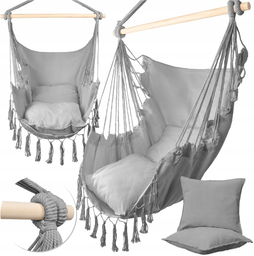 Крісло-гамак бразильське Malatec 100 см до 120 кг Сірий - фото 2