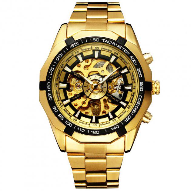 Часы механические Winner Steel Skelet Gold (238433275)
