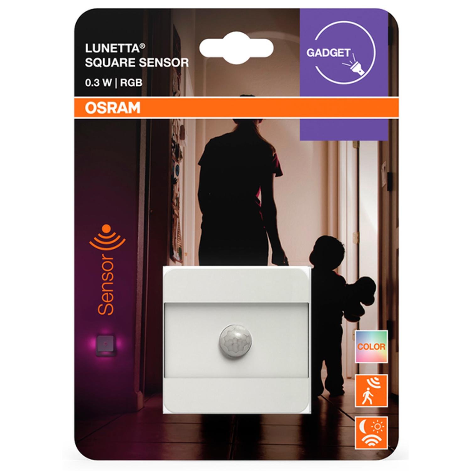 Нічник Osram LUNETTA SQUARE 0,30W RGB 230V 62x62x62 мм з сенсором руху і світла (4099854530692) - фото 5 Нічник Osram LUNETTA SQUARE 0,30W RGB 230V 62x62x62 мм з сенсором руху і світла (4099854530692) - фото 5