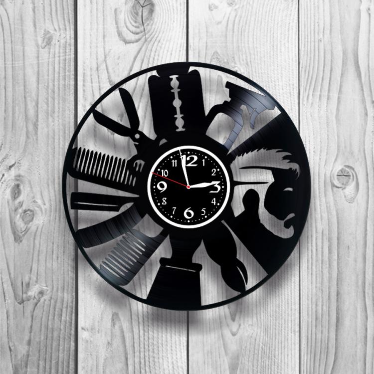 Часы настенные Парикмахер 0293 из виниловой пластинки