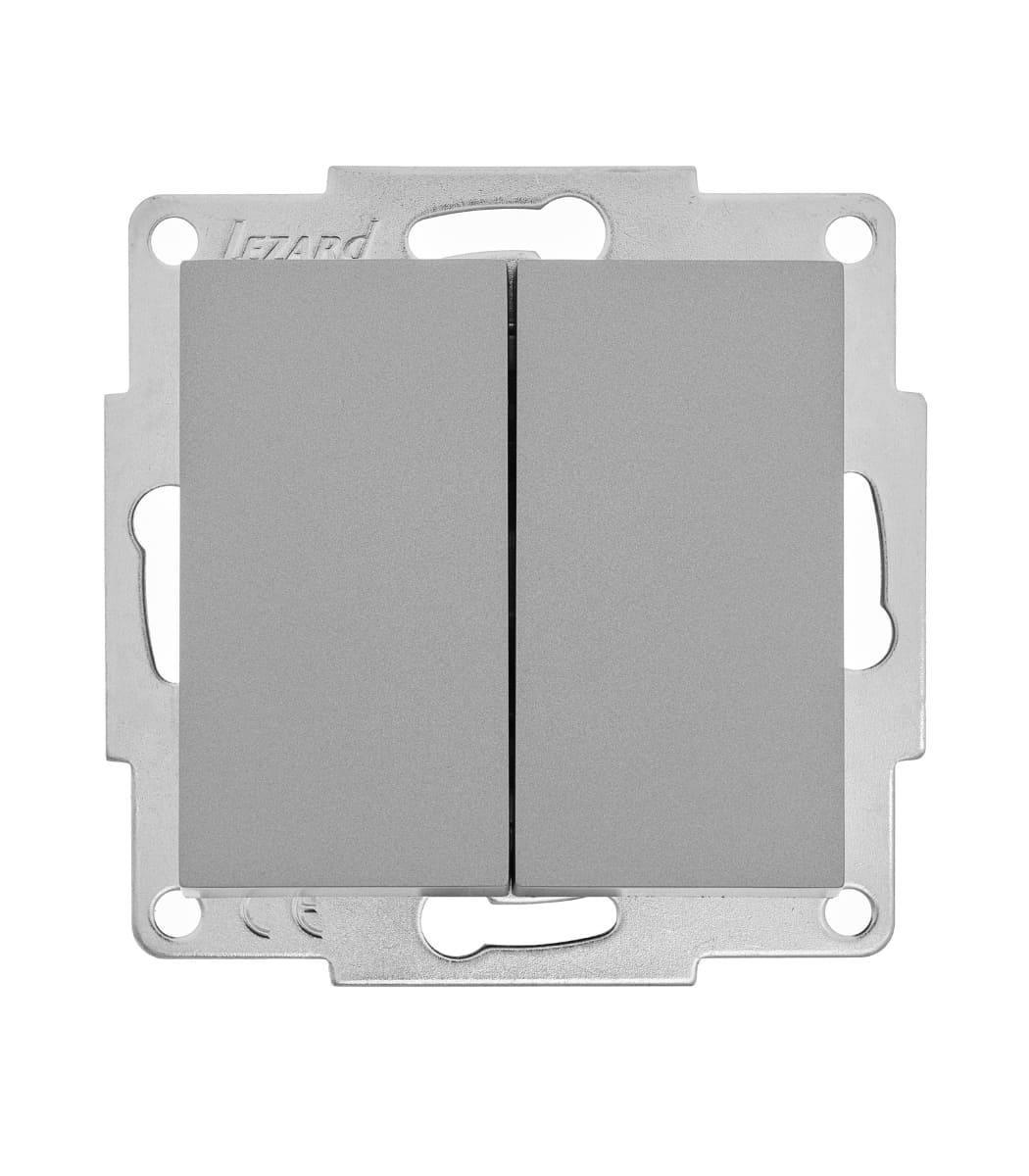 Выключатель двухклавишный Lezard Vesna Серый (27549506)