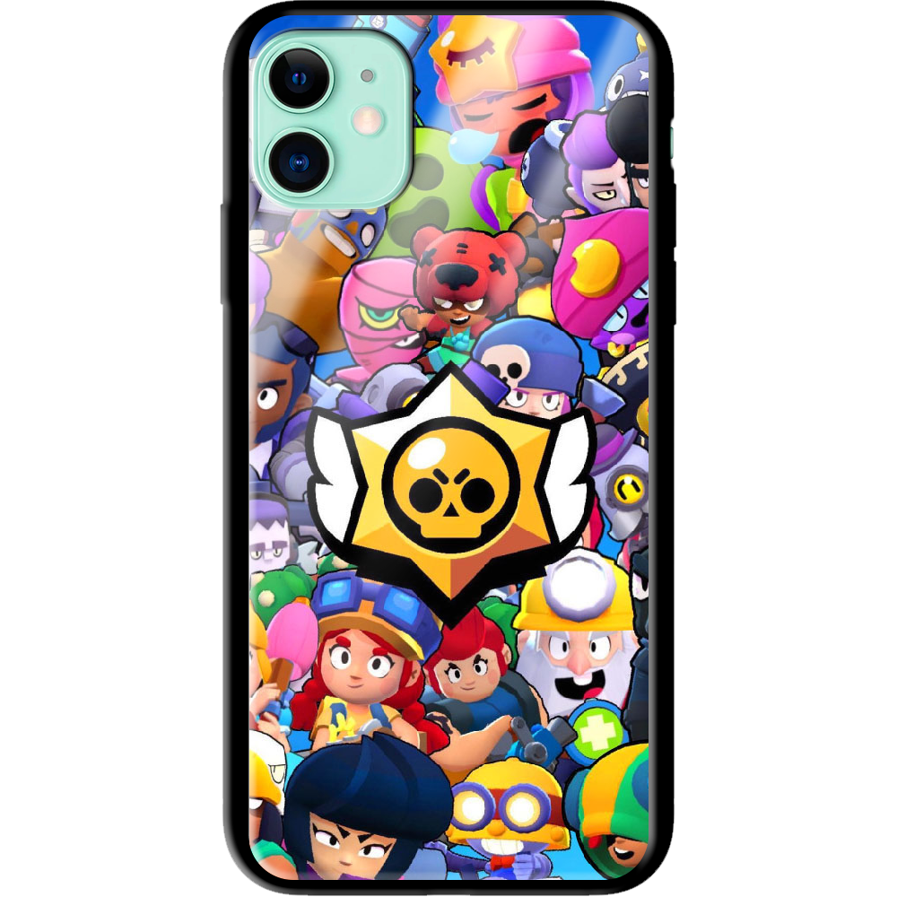 Чохол Boxface iPhone 11 Brawl Stars Чорний силікон зі склом (38184-up2389-38345)