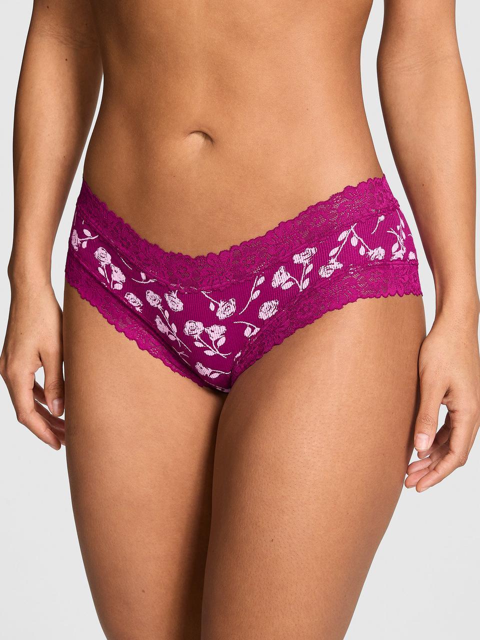 Трусики женские Victoria's Secret PINK WinkTM Lace-Trim Cheeky XXL Бордовый (29188797976)