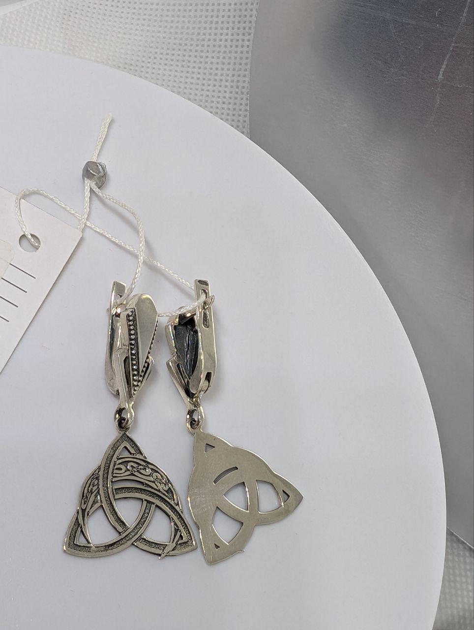 Срібні сережки Лунниця 925проби в трикветрі (26942990) - фото 5