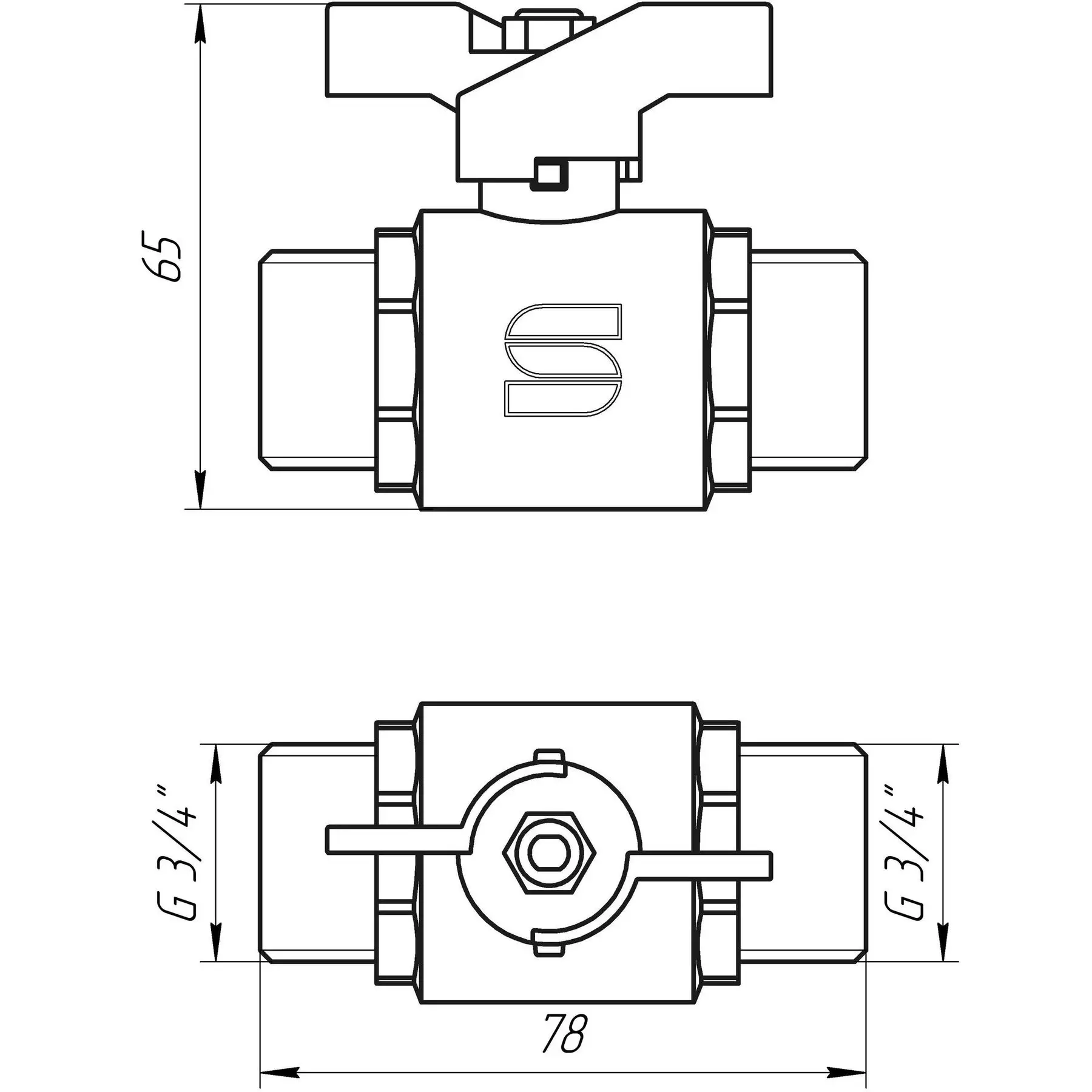 Кран шаровой прямой SELBA 3/4″ ЗЗ ЧМ SL1503 (GSR-000009632) - фото 3