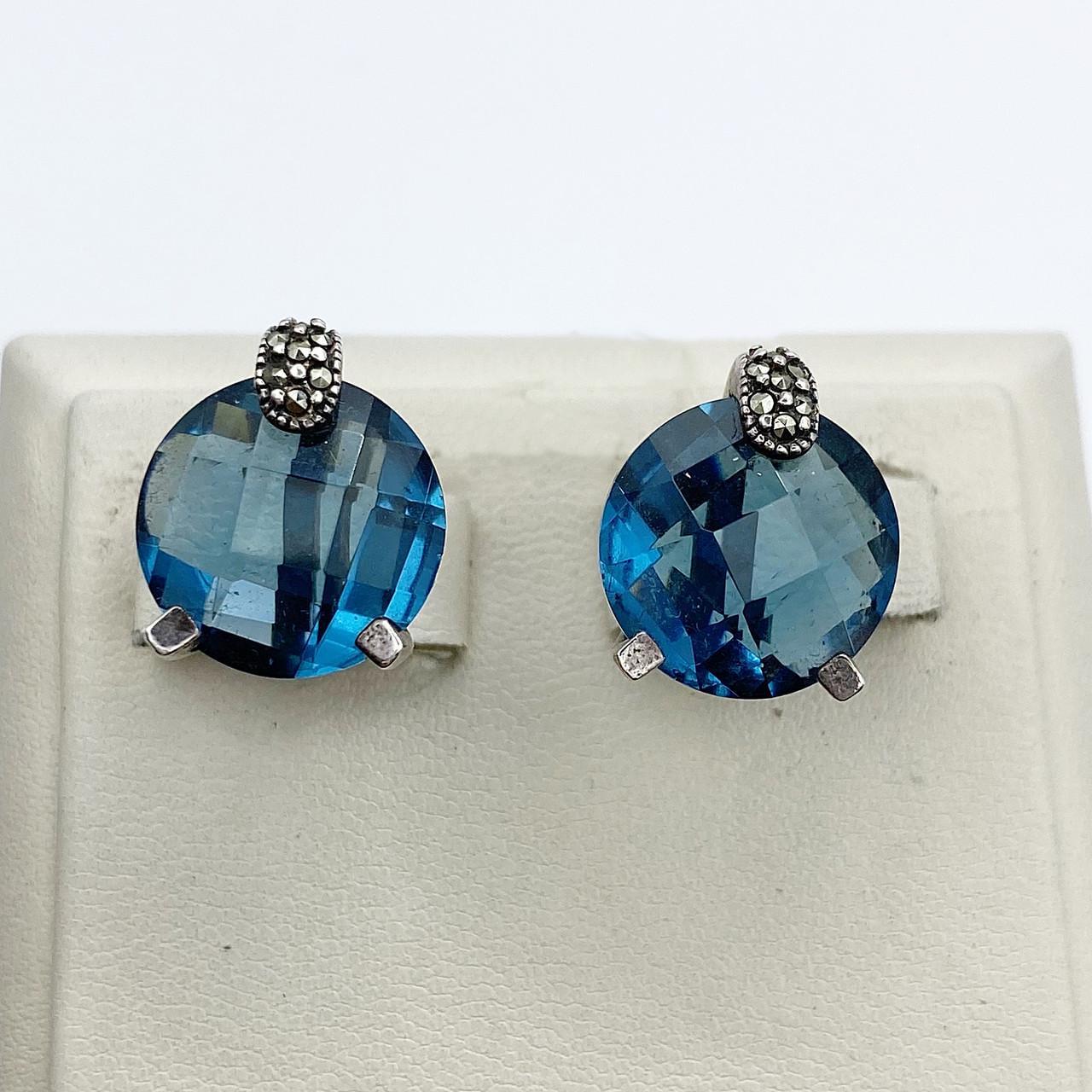 Серебряные серьги с аквамарином 8,2 г (2507936976)