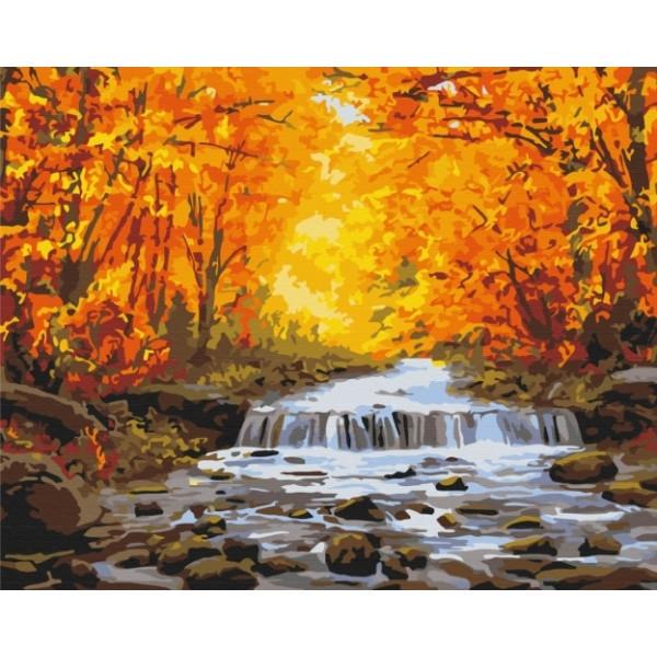 Картина по номерам Brushme Водопад в осенней позолоте 40х50 см в термопакете (BS34060-mt)