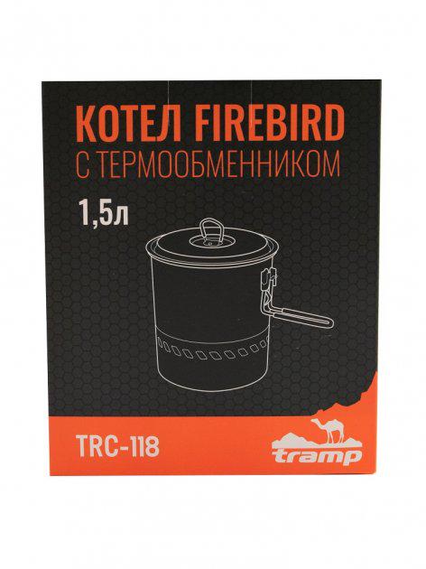 Котелок Tramp из анодированого алюминия с крышкой и теплообменником 1,5 л (TRC-118) - фото 6