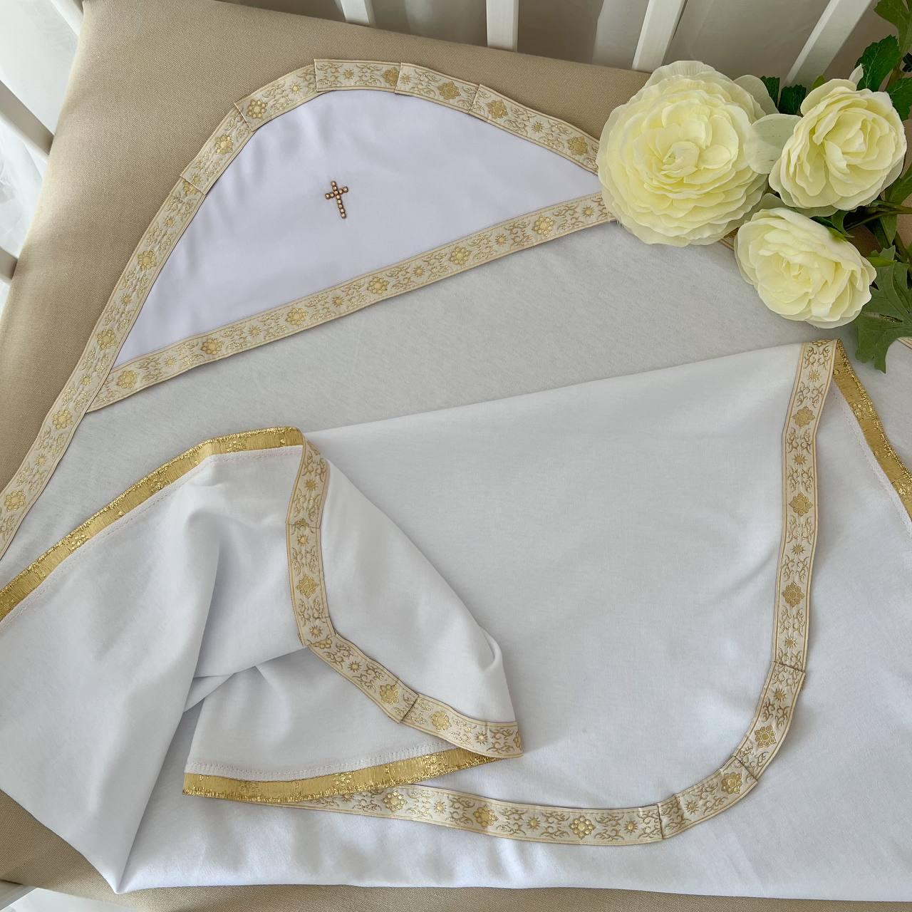 Крыжма BetiS Праздничная Модель-1 интерлок 75x100 см Белый/Золотой (27688921)